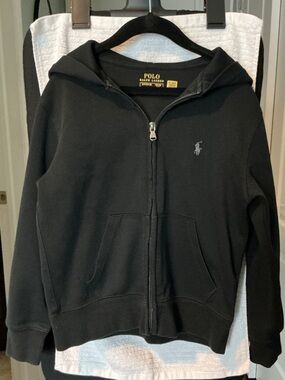 Polo by Ralph Lauren Kids Black Zip Hoodie with Embroidered Pony Size 8